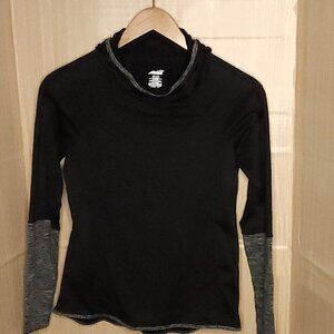 Avia Black Grey Hooded Athletic Top Small